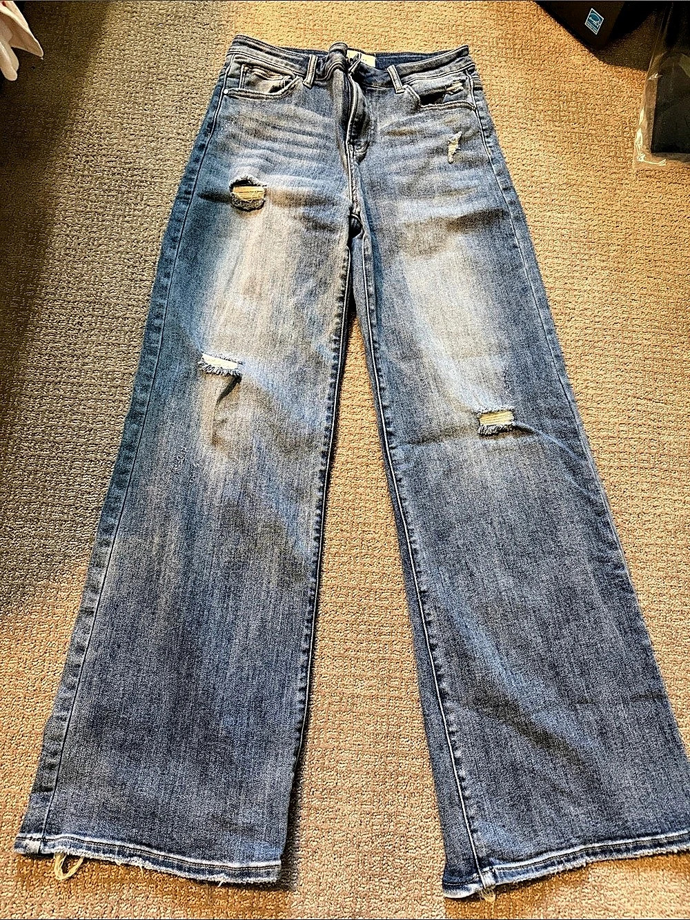 Risen Jeans Risen Distressed Wide Leg Jeans Blue Waist 9/29